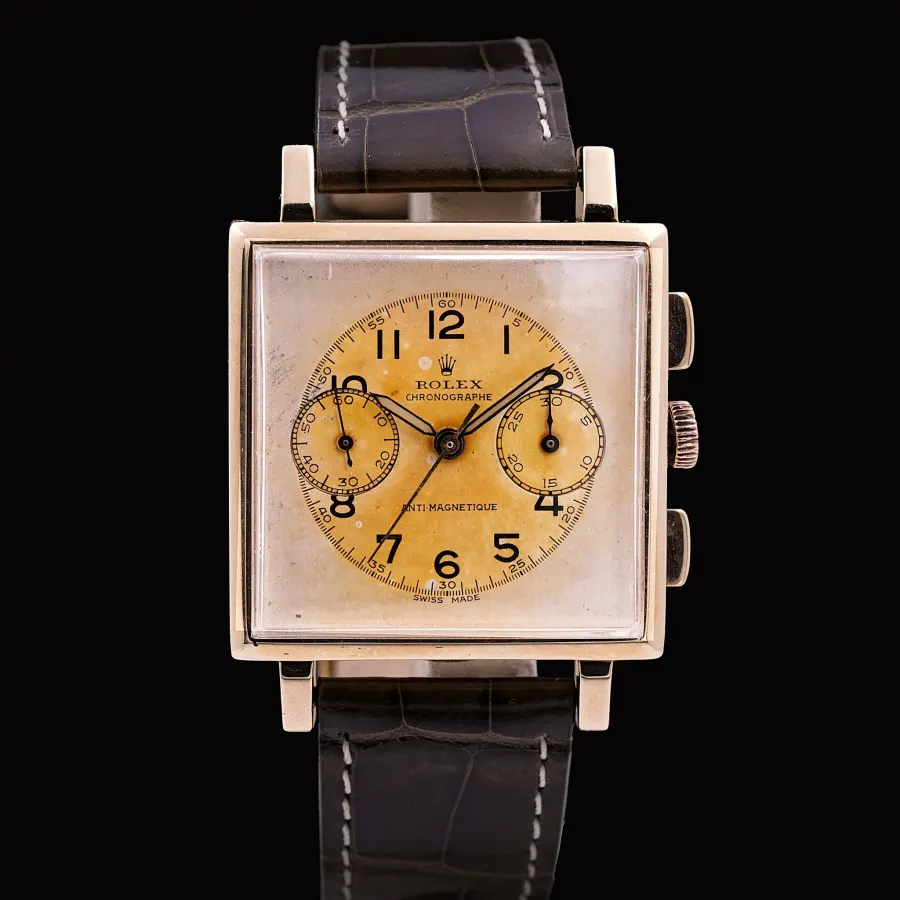 Rolex chronographe carré or ref 3529, circa 1939