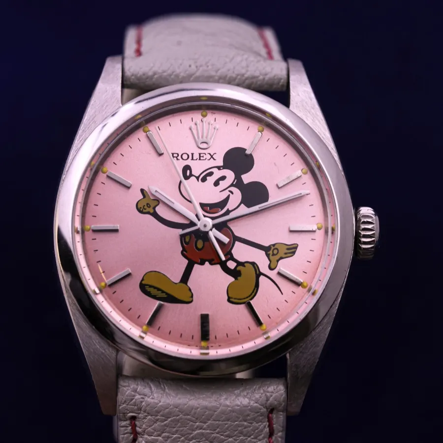 Rolex Oyster Precision — Acier, années 1970, cadran custom Mickey rose