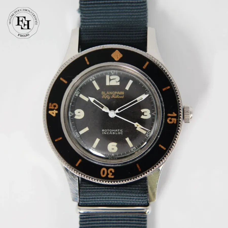 Blancpain Fifty Fathoms Radium cadran noir bracelet nato gris 41mm