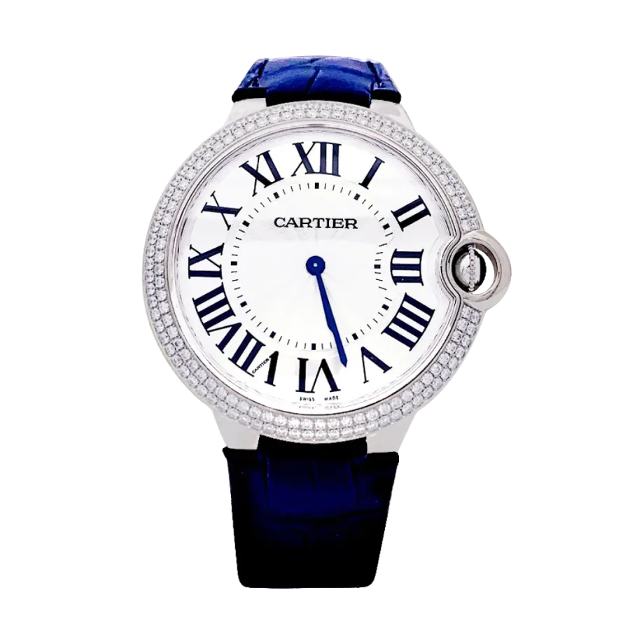Cartier "Ballon Bleu" or blanc, diamants.