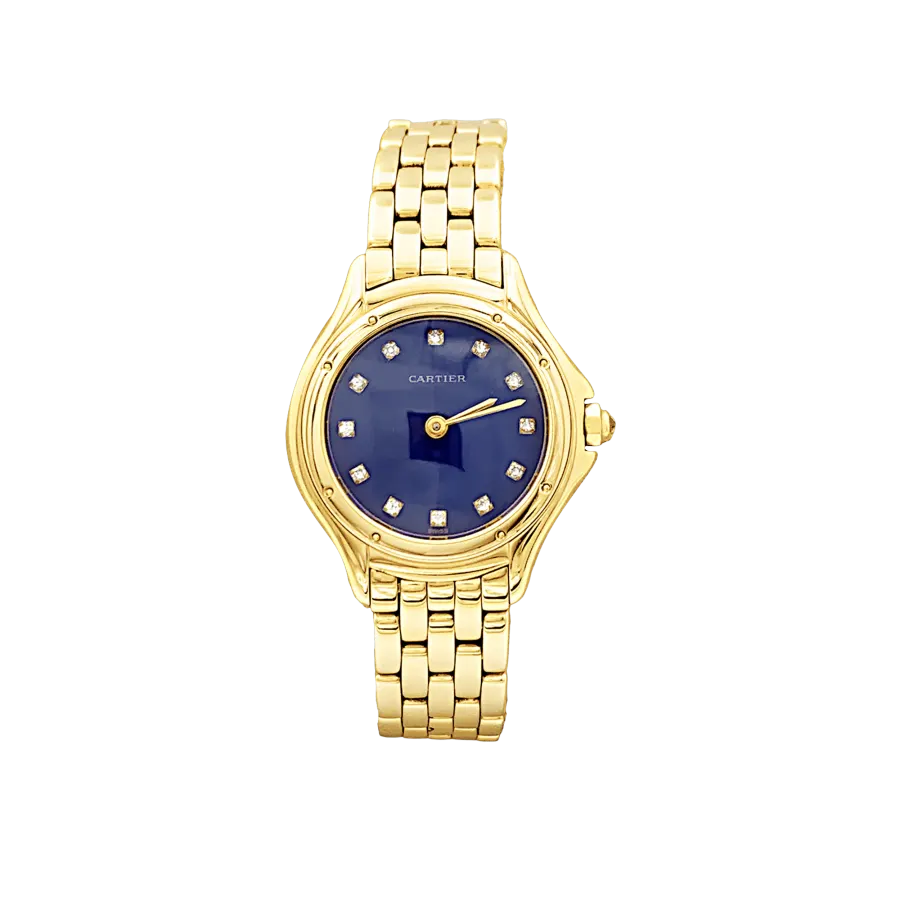 Cartier Femme , "Cougar", or jaune, index diamants.