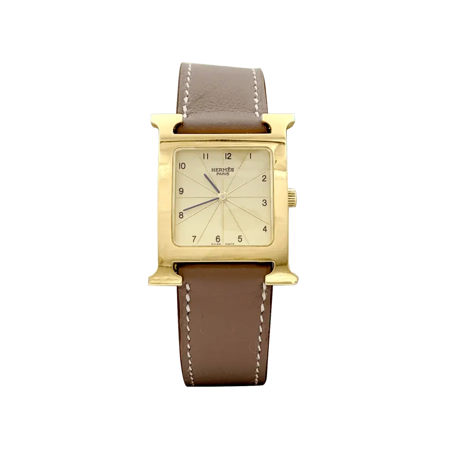 Hermès "Heure H", plaqué or, acier.