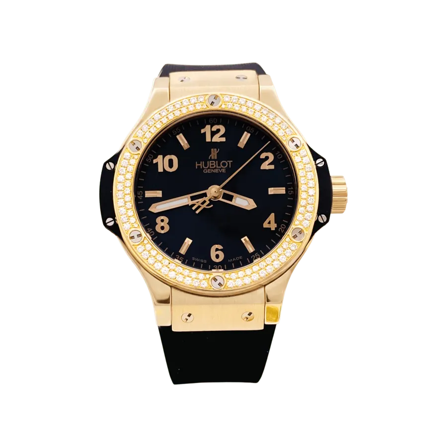 Hublot "Big Bang Original Gold Diamonds", or rose, titane, diamants, caoutchouc.