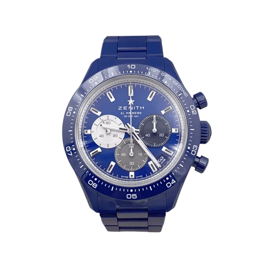 Zenith "Chronomaster Sport 160th Anniversary Edition", céramique bleue.
