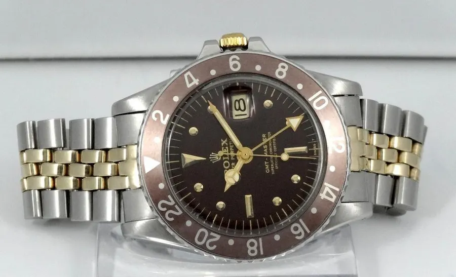 Rolex GMT Réf 1675 or & Acier cadran Chocolat Nipples