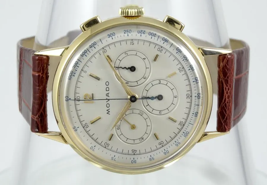 Movado Chronographe 3 compteurs en or 36mm année 50