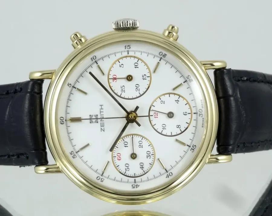 Zenith Chrono Or jaune Tri Compax Cadran Opalin