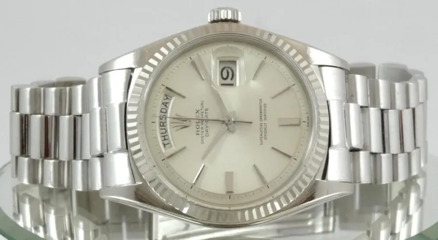 Rolex Daydate Réf 1803 or blanc cadran No Lume Révision Rolex 2019