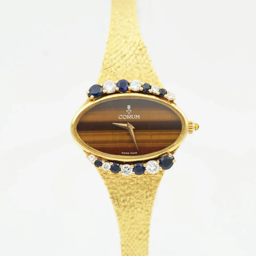 Corum Vintage 18k Yellow Gold with Tiger’s Eye Dial, Diamonds &amp; Sapphires