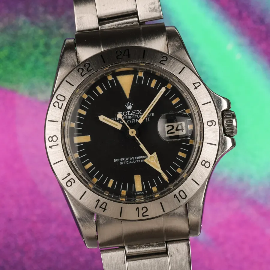 Rolex 1974 Explorer II “Freccione” MK II “Albino” – Full Set