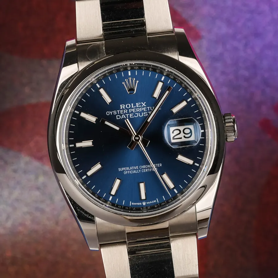 Rolex 2026 Datejust blue Sunburst dial smooth bezel ref: 126200, Full set NEW STICKERS